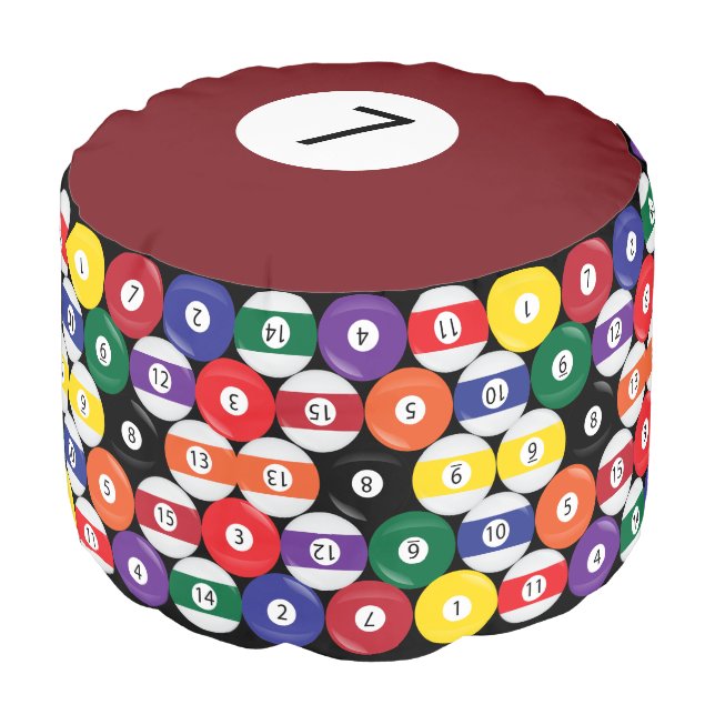 Billiard Pool Ball #7 Collect all 15 Pouf (Angled Front)