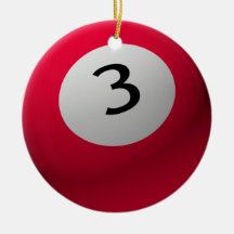 BILLIARD / POOL BALL CHRISTMAS ORNAMENT 3 (THREE)