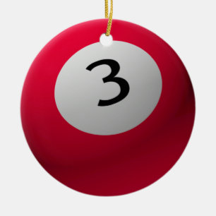 BILLIARD / POOL BALL CHRISTMAS ORNAMENT 3 (THREE)
