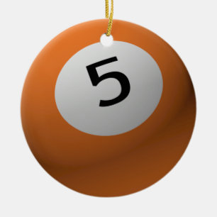 BILLIARD / POOL BALL CHRISTMAS ORNAMENT 5 (FIVE)