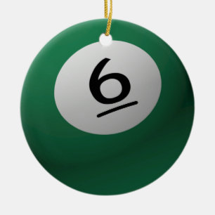 BILLIARD / POOL BALL CHRISTMAS ORNAMENT 6 (SIX)