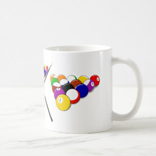 Billiard Pool Balls and Cues Coffee Mug