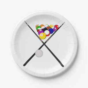Billiard Pool Balls and Cues Paper Plates