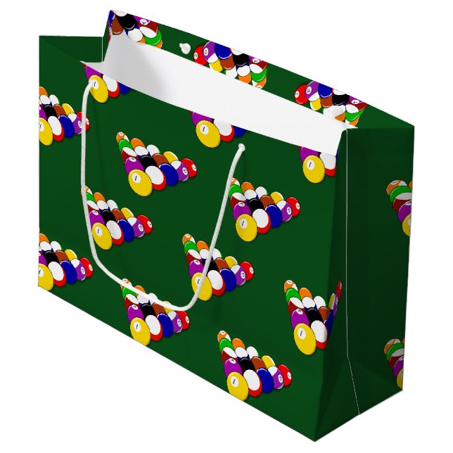 Billiard Pool Balls Large Gift Bag (Front Angled)