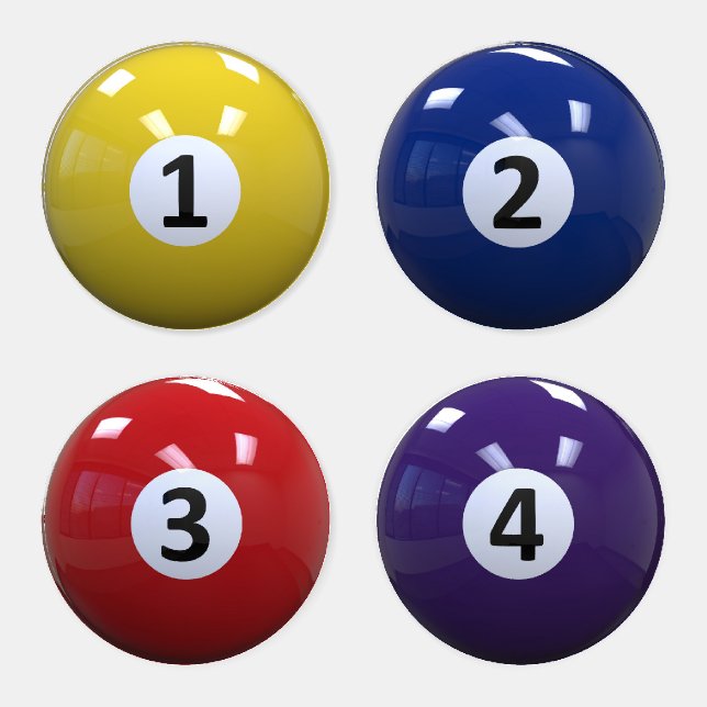 Billiard Pool Balls number 1 - 4 Coaster Set (Set)