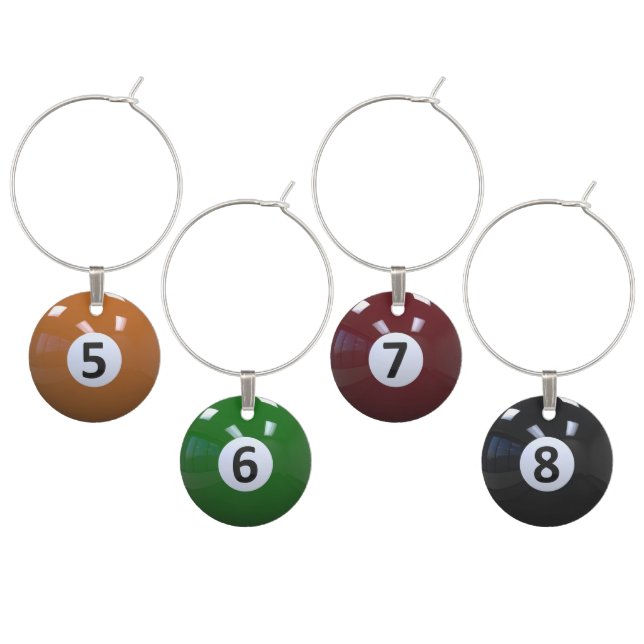 Billiard Pool Balls number 5 - 8 Wine Charm (Staggered)