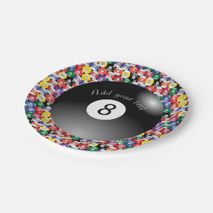 Billiard Pool Balls Solid Number Eight Paper Plates