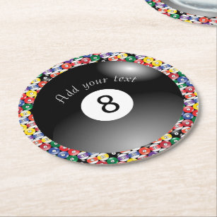 Billiard Pool Balls Solid Number Eight Round Paper Coaster