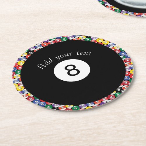 Billiard Pool Balls Solid Number Eight Round Paper Coaster