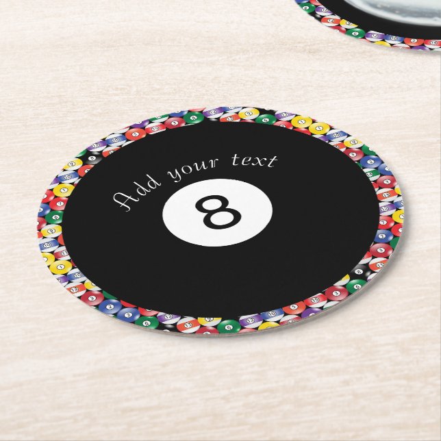 Billiard Pool Balls Solid Number Eight Round Paper Coaster (Angled)