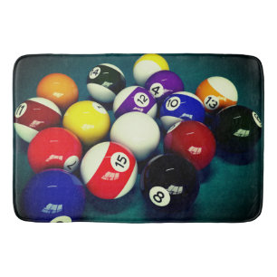 Billiard Pool Balls Striking Cluster Bath Mat