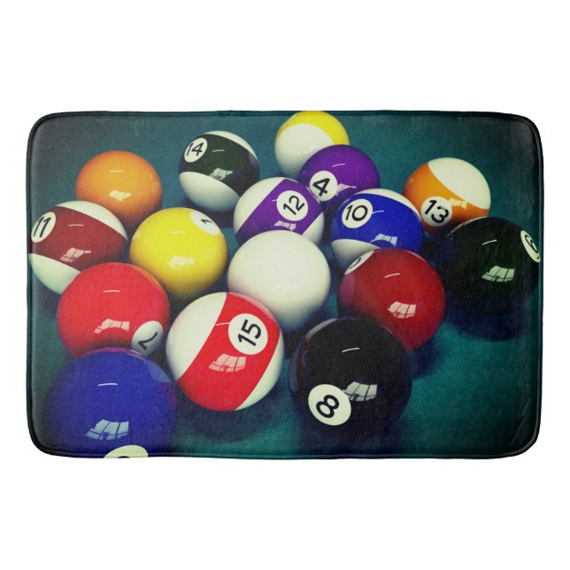 Billiard Pool Balls Striking Cluster Bath Mat (Front)