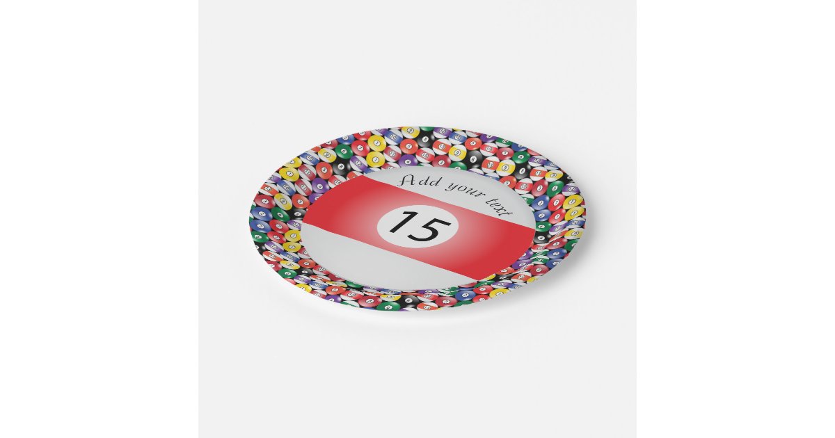 Billiard Pool Balls Stripe Number Fifteen Paper Plates | Zazzle