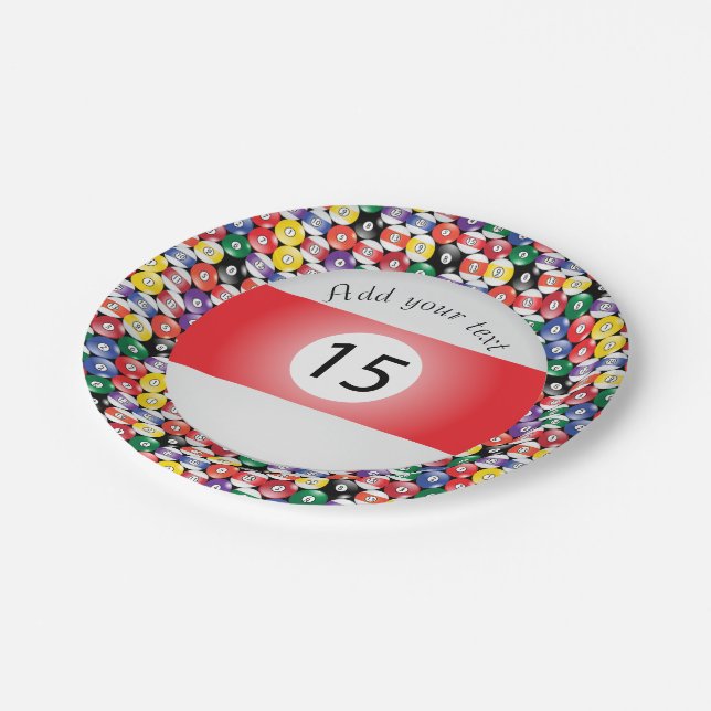 Billiard Pool Balls Stripe Number Fifteen Paper Plates (Angled)