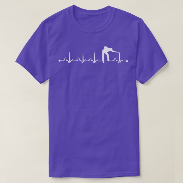 Billiard Pool Heartbeat EKG Billiard Player Pulse  T-Shirt (Design Front)