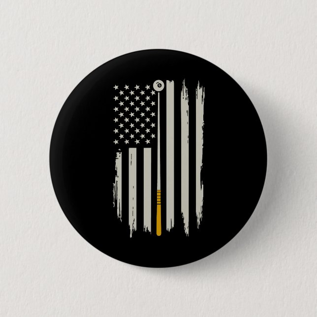 Billiard Pool Player Billiards Table Usa Us Americ Button (Front)