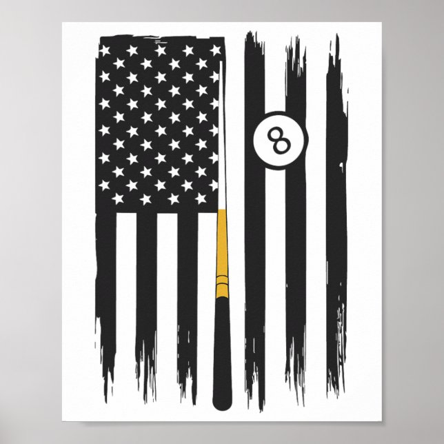 Billiard Pool Player Billiards Table Usa Us Americ Poster (Front)