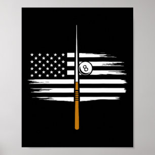 Billiard Pool Player Billiards Table Usa Us Americ Poster