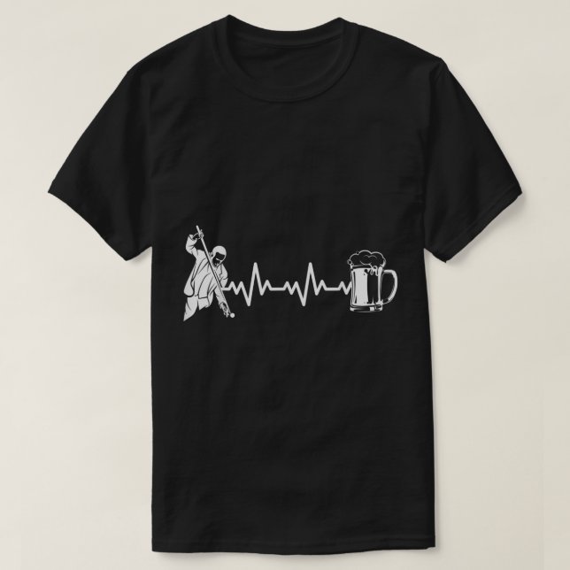 Billiard Pool Player - Heartbeat EKG 8-Ball Billar T-Shirt (Design Front)