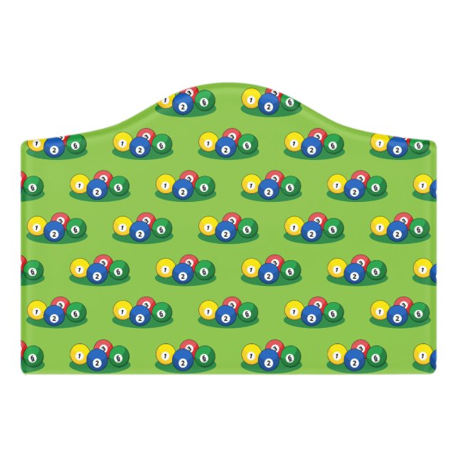 Billiard Pool Snooker Balls Pattern Door Sign (Small Crest Front)