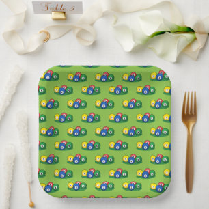 Billiard Pool Snooker Balls Pattern Paper Plates