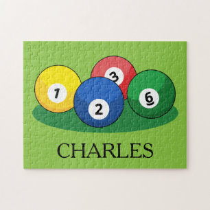 Billiard Pool Snooker Balls Personalize Jigsaw Puzzle