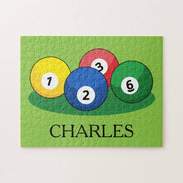 Billiard Pool Snooker Balls Personalize Jigsaw Puzzle (Horizontal)