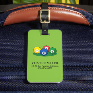 Billiard Pool Snooker Balls Personalize Luggage Tag
