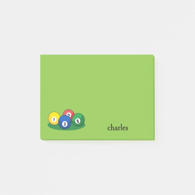 Billiard Pool Snooker Balls Personalize Post-it Notes (Front)