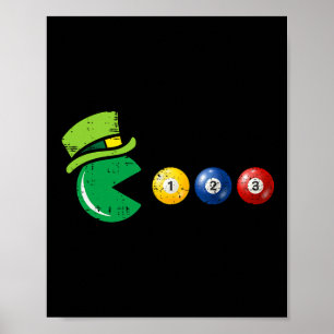 Billiard Pool St Patricks Day Retro Game Poster