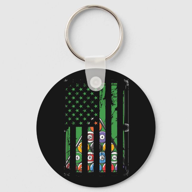 Billiard Rack Usa American Flag Billiards Player S Keychain (Front)