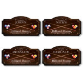 Billiard Room American Birch Wood Home Wall Sign (Group)
