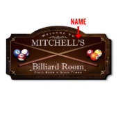 Billiard Room American Birch Wood Home Wall Sign (Text)
