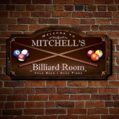 Billiard Room American Birch Wood Home Wall Sign (Front)