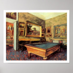 Billiard Room at Meni-Hubert by Degas Poster