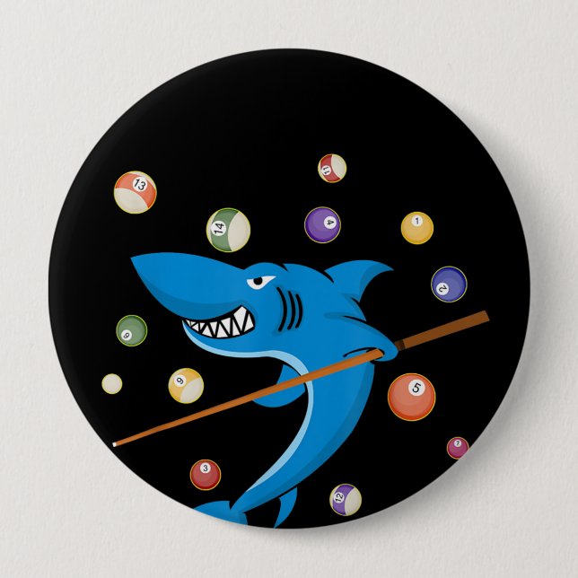Billiard Shark 8 Ball Player Pool Table Cue Stick Button (Front)