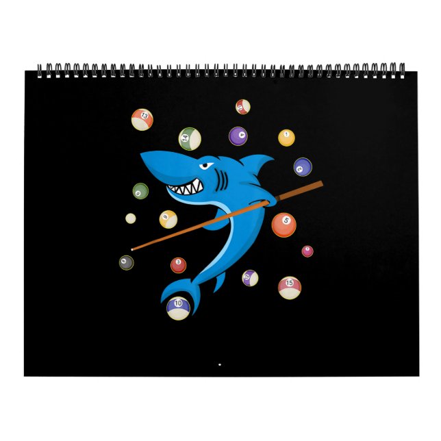 Billiard Shark 8 Ball Player Pool Table Cue Stick Calendar (Cover)
