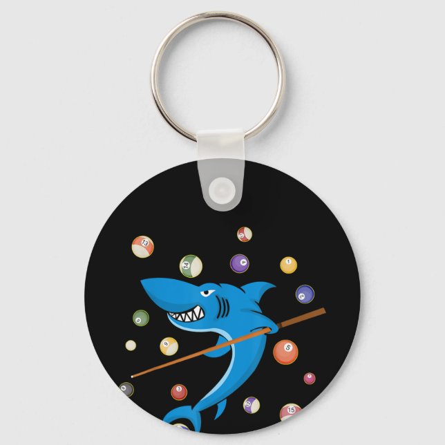 Billiard Shark 8 Ball Player Pool Table Cue Stick Keychain (Front)