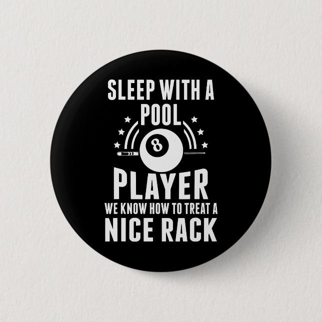 Billiard Sleep With A Pool Player Funny Billiards  Button (Front)