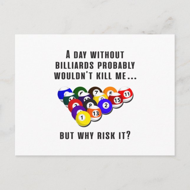 Billiard Snooker Pool Billiards Funny Gift Idea Postcard (Front)