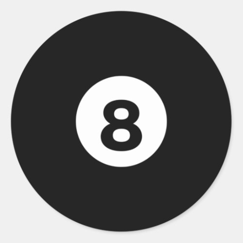 Billiard Solid Black Ball 8 Classic Round Sticker