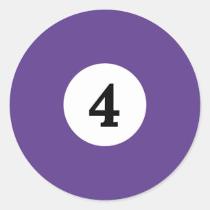 Billiard Solid Purple Ball 4 Classic Round Sticker