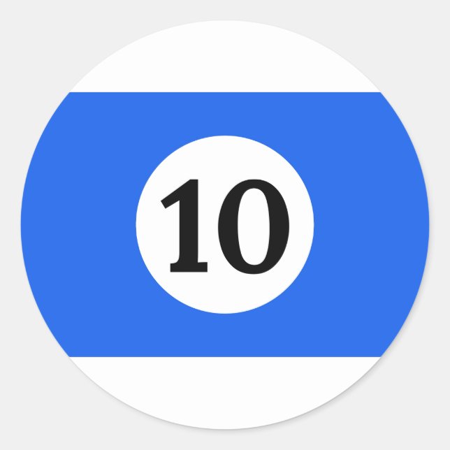 Billiard Stripes Blue Ball 10 Classic Round Sticker (Front)