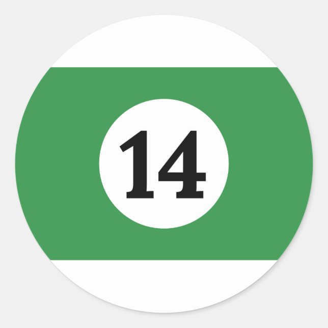 Billiard Stripes Green Ball 14 Classic Round Sticker (Front)