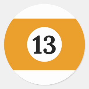 Billiard Stripes Orange Ball 13 Classic Round Sticker