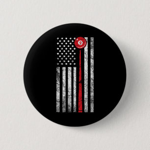 Billiard T Shirt American Flag Shooting Pool Tee Button