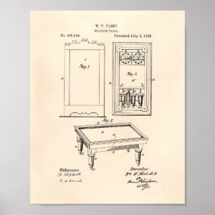 Billiard Table 1888 Patent Art - Old Peper Poster