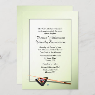 Billiard Theme Green Tint Wedding Invitation