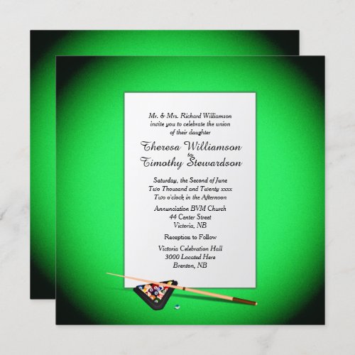 Billiard Theme Wedding Invitation