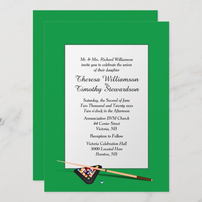 Billiard Theme Wedding Invitation (Front/Back)